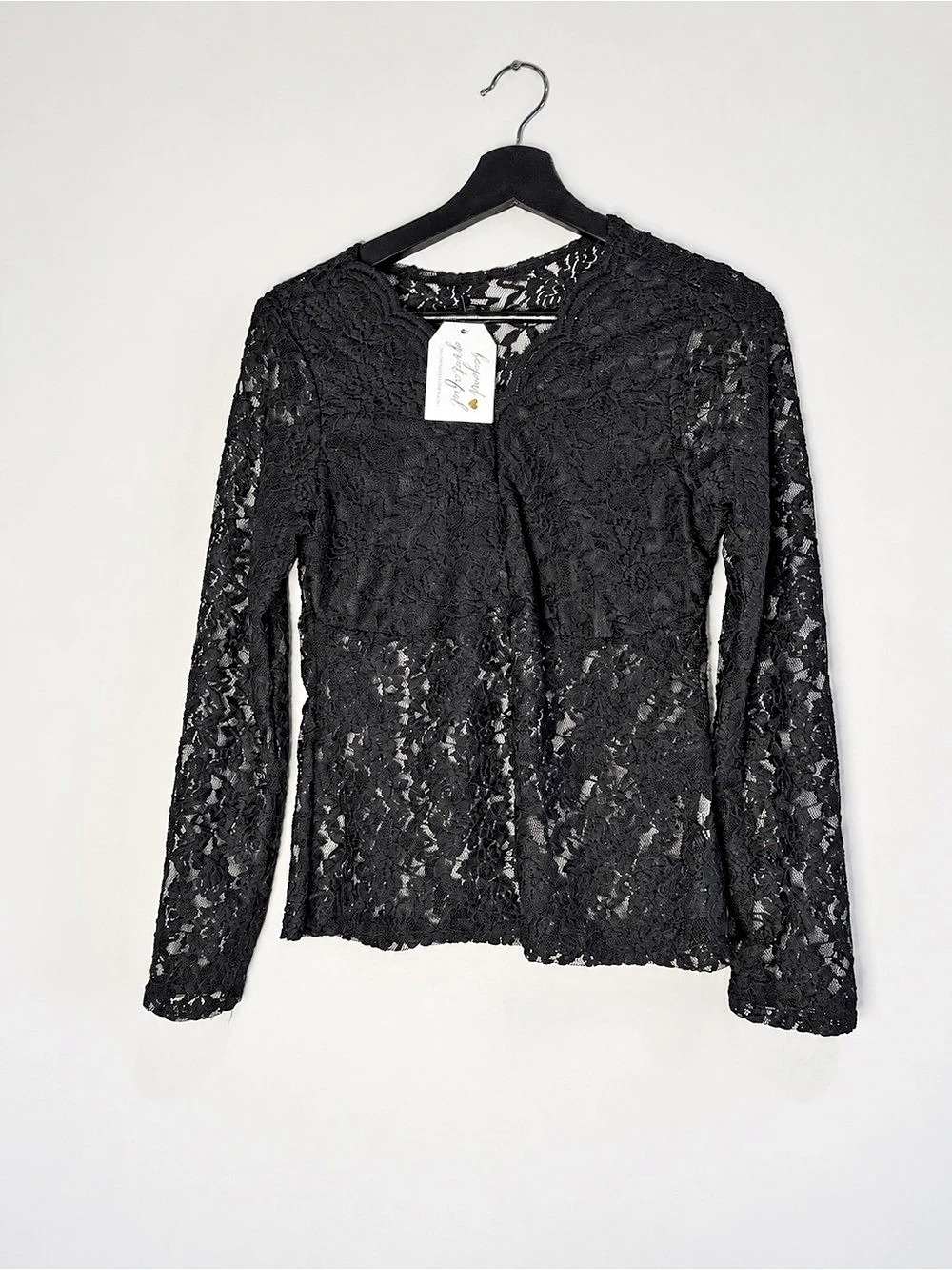 Black Lace Long Sleeve Top Like New